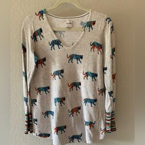 NIC+ZOE - Loopy Leopards Long Sleeved Shirt. XS